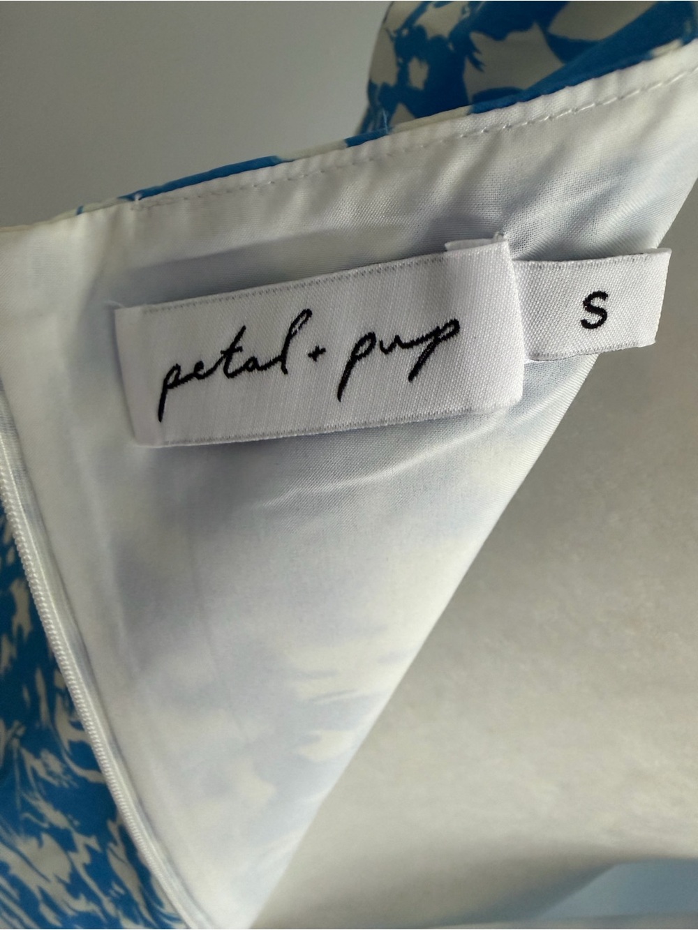 Petal & Pup Blue and White One-Shoulder Floral Slip Dress - Picture 7 of 8
